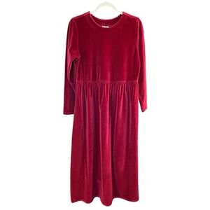 Vintage LL Bean Velvet Velour Long Sleeve Maxi Prairie Dress 90s size 12